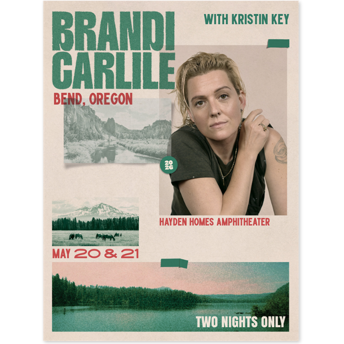 Brandi Carlile Live in Bend Oregon with Kristin Key. Two Nights Only at Hayden Homes Amphitheater May 20 & 21.