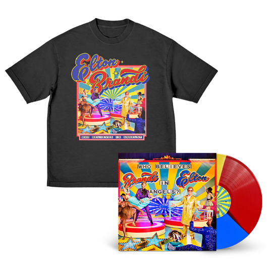 Who Believes In Angels? Album Cover Black T-Shirt and Tri-Color Vinyl Fan Pack