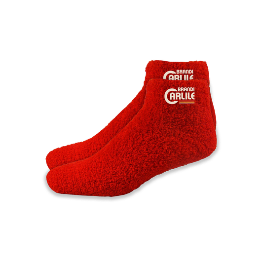 Logo Red Fuzzy Socks